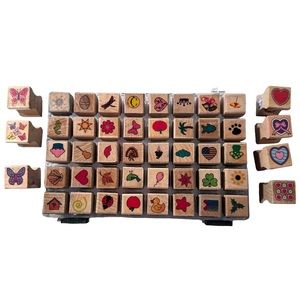 Stamp Set of 47 Rubber .75” Wood
